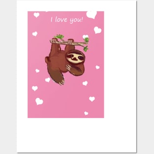 I Love You - Hanging Tree Sloth Posters and Art